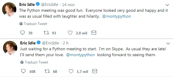 Eric Idle avisa sobre os 50 anos de Monty Python